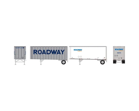 Athearn HO RTR 28' Trailers w/Dolly, Roadway/Express (2)