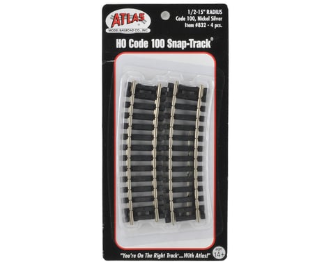 Atlas Railroad HO-Gauge Code 100 Snap-Track 15" Radius 1/2 Curve (4)