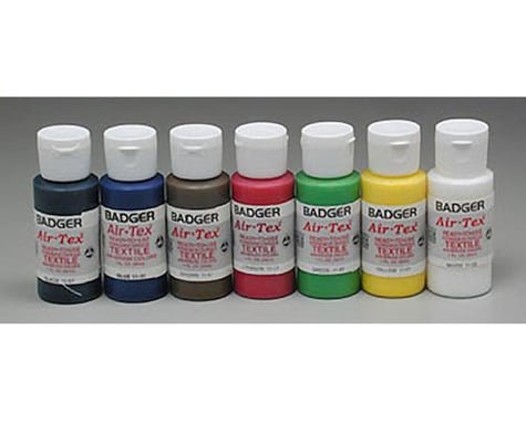 Badger Air-brush Co. 1101 Air-Tex Textile Airbrush Paint Set Primary (7)