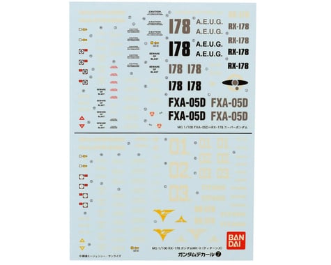 Bandai GD-7 Gundam Mk-II Titans & Super Gundam Mk-II Waterslide Decal