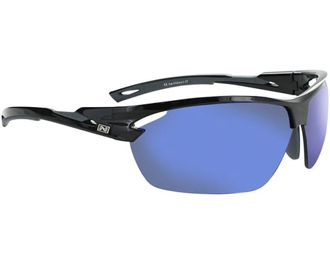 Optic Nerve Tach Sunglasses (Shiny Black/Grey) (Grey Blue Mirror Lens)