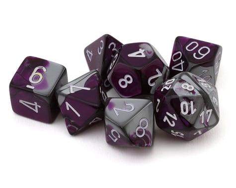 Chessex Gemini® Polyhedral 7-Die Set (Purple-Steel/White)