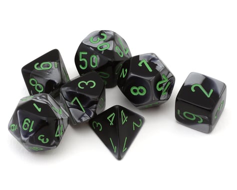 Chessex Gemini® Polyhedral 7-Die Set (Black-Grey/Green)