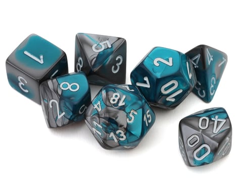 Chessex Gemini® Polyhedral 7-Die Set (Steel-Teal/White)