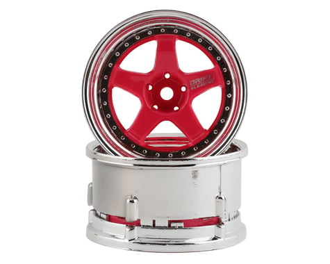 DS Racing Drift Element 5 Spoke Drift Wheel (Pink Face/Chrome Lip/Chrome Rivets)