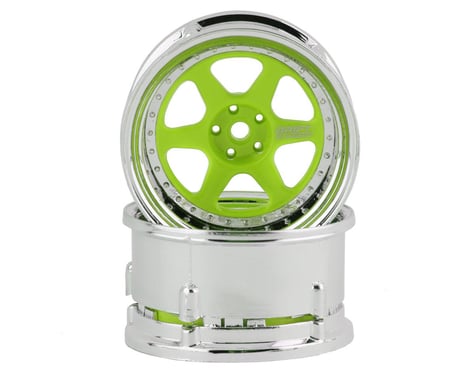 DS Racing Drift Element 6 Spoke Drift Wheel (Green Face/Chrome Lip/Chrome Rivet)