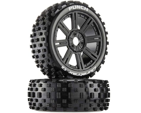 DuraTrax Punch C2 Mounted Buggy Spoke Tires, Black (2)