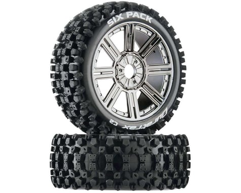 DuraTrax Six-Pack C2 Mounted Buggy Spoke Tires, Chrome (2)