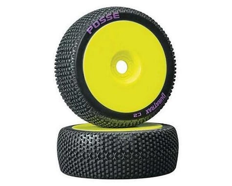DuraTrax Posse 1/8 C2 Mounted Buggy Tires, Yellow (2)