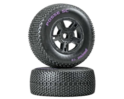DuraTrax Posse SC Tire C2 Mounted Black SC10 Fr (2)