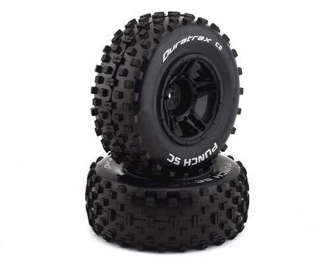 DuraTrax Punch Pre-Mounted Short Course Front Tires (Black) (2) (Soft - C2)