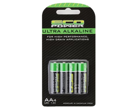 SCRATCH & DENT: EcoPower Ultra Alkaline AA Batteries (4) (Mercury & Cadmium Free)