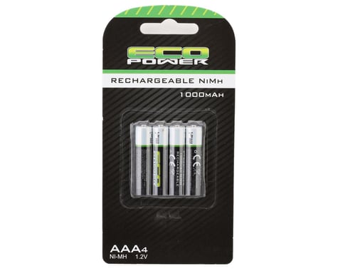 EcoPower High Power Rechargeable AAA NiMH Batteries (4) (1.2V/1000mAh)