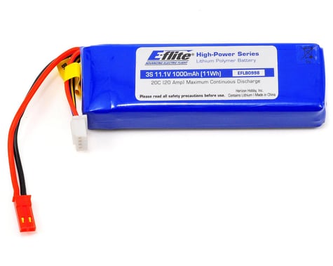 E-flite 3S LiPo Battery Pack w/JST Connector 20C (11.1V/1000mAh)