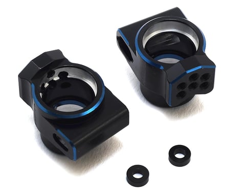 Exotek B6.1/B6.1D Aluminum Rear Hub Set (Black/Blue) (2)