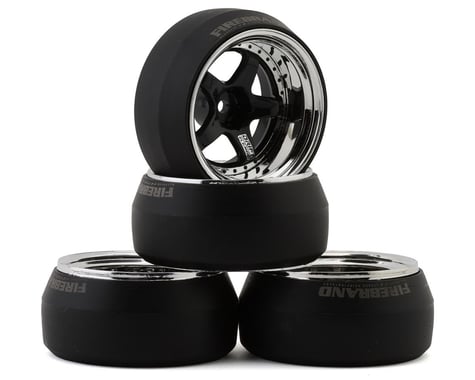 Firebrand RC Element-DSR 1/10 Drift Wheel Kit w/HDPE Tires (Black/Chrome)