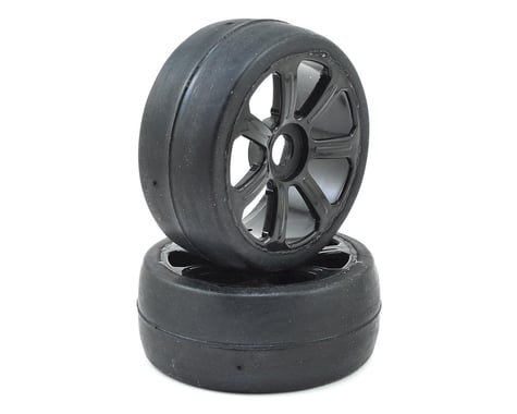 Flash Point 17mm 1/8 Premounted GT Belted Rubber Tires (Black) (2) (Super Soft)