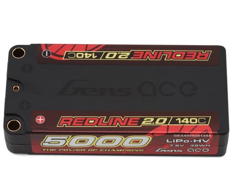 Gens Ace Redline 2.0 2S Shory LiHV Battery 140C (7.6V/5000mAh) w/5mm Bullets