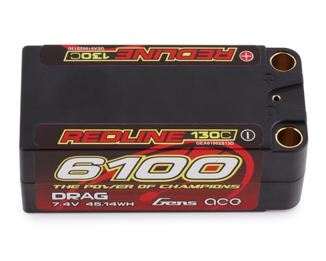 Gens Ace Redline "Drag" 2S 130C LiPo Battery Pack w/8mm Bullets (7.4V/6100mAh)