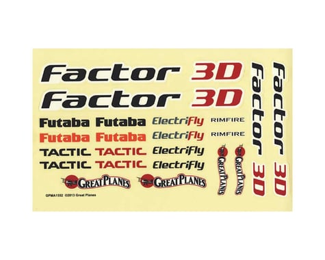 Great Planes Decals: Factor 3D EP ARF