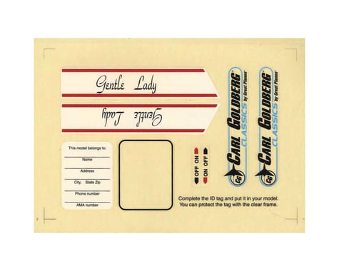 Great Planes Decal Set Gentle Lady ARF