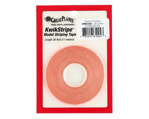 Great Planes Striping Tape Fluorescent Red 1/8"