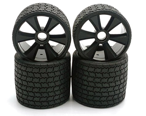 Gravity RC Type12 1/12 Rubber Pre-Mounted Tires Set (Black) (Front/Rear)