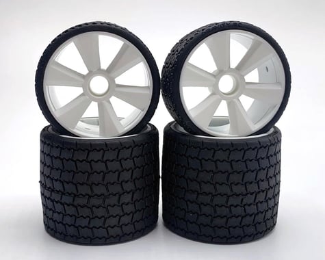 Gravity RC Type12 1/12 Rubber Pre-Mounted Tires Set (White) (Front/Rear)