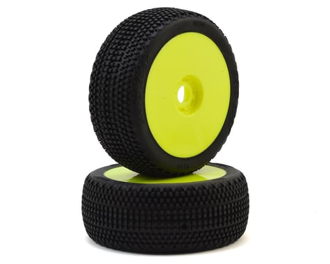 HB Racing Gridlock V2 Pre-Mounted 1/8 Buggy Tires (Yellow) (2) (Pink Compound)