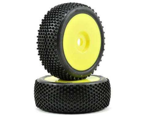 HB Racing Block Pre-Mounted 1/8 Buggy Tire (2) (Yellow)