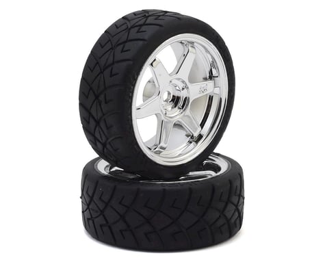 HPI 12mm Hex Pre-Mounted 26mm X-Pattern Tire (Chrome) (2) (D Compound)