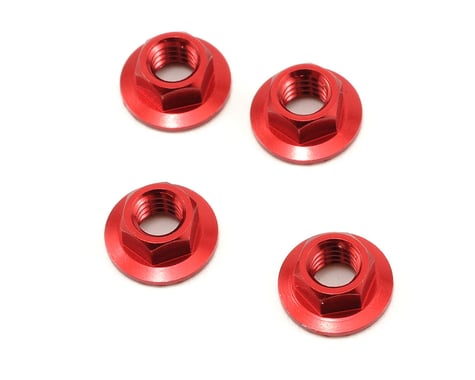 HPI 4mm Serrated Flanged Wheel Nut (Red) (4)