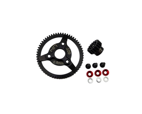 Hot Racing 32P Steel Pinion & Spur Gear Set (Red) (18T/60T)
