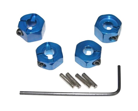 Hot Racing 12mm Aluminum Wheel Hexes for Traxxas 2WD (Blue) (4)