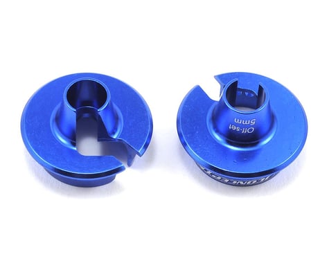 JConcepts Fin Aluminum +5mm Off-Set Shock Spring Cup (Blue) (2)