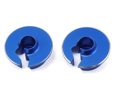 JConcepts Fin Aluminum 0mm Off-Set Shock Spring Cup (Blue) (2)