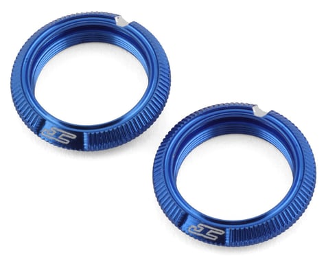 JConcepts Team Associated Fin Aluminum 13mm Shock Collars (Blue) (2)