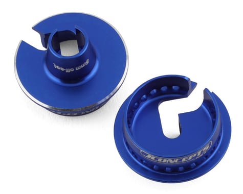 JConcepts Team Associated Fin Aluminum 13mm Shock Spring Cups (Blue) (5mm Offset)