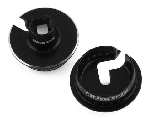 JConcepts Team Associated Fin Aluminum 13mm Shock Spring Cups (Black) (5mm Offset)