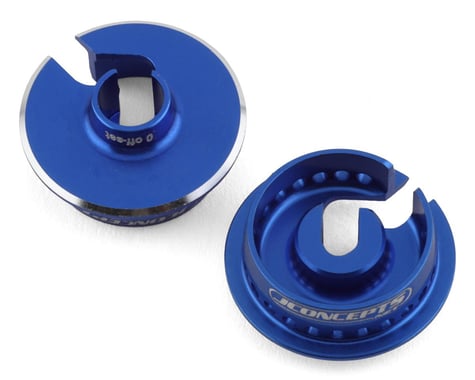 JConcepts Team Associated Fin Aluminum 13mm Shock Spring Cups (Blue) (0mm Offset)