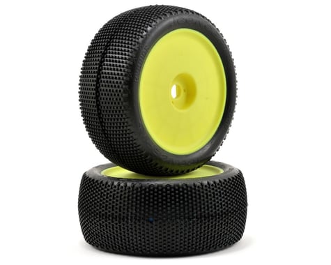 SCRATCH & DENT: JConcepts Hybrid "Elevated" Pre-Mounted 1/8th Truggy Tires (2) (Yellow) (Green)
