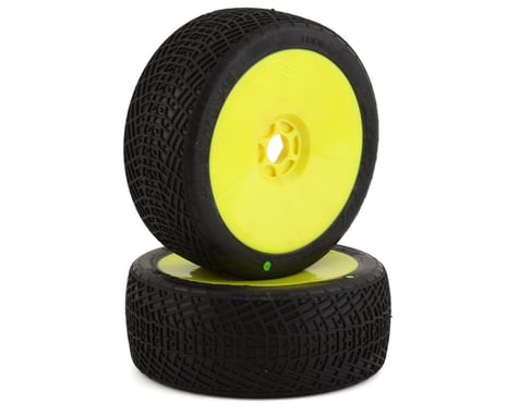 Jetko Tires Positive 1/8 Buggy Pre-Mounted Tires (2) (Yellow) (Medium Soft)