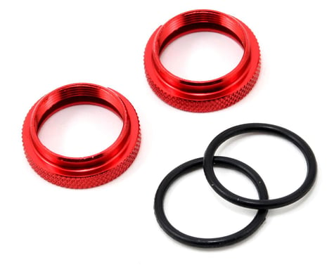 JQRacing Silk Shock Adjustment Nut & O-Ring Set (Red) (2)