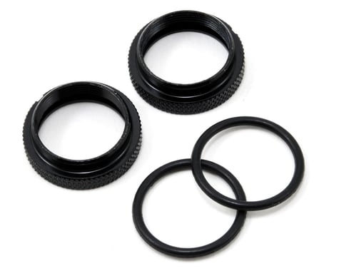 JQRacing Silk Shock Adjustment Nut & O-Ring Set (Black) (2)