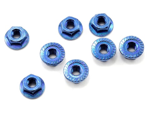 Kyosho 4x4.5mm Steel Flanged Nut (Blue) (8)