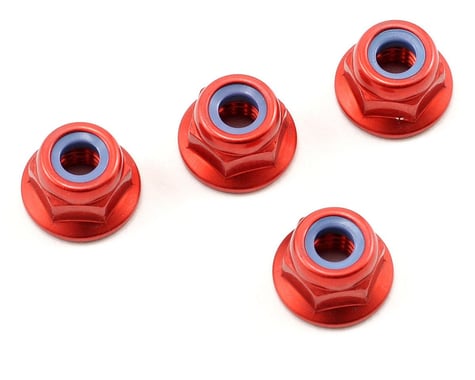 Kyosho 4x4.5mm Aluminum Flanged Locknut (Red) (4)