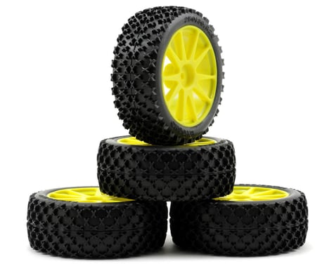 Kyosho X-Pattern Tire With Yellow Wheel (Mini Inferno) (4)