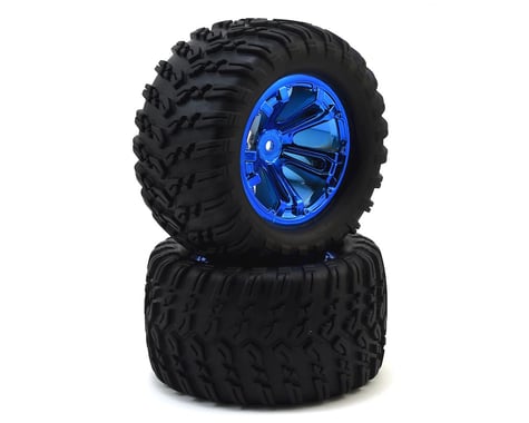 Losi TENACITY Truggy Pre-Mounted 1/10 Monster Truck Tire (Blue Chrome) (2)