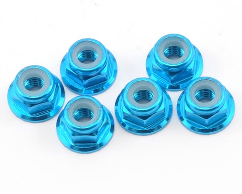 Losi 4mm Aluminum Serrated Locknut Set (6) (Blue)