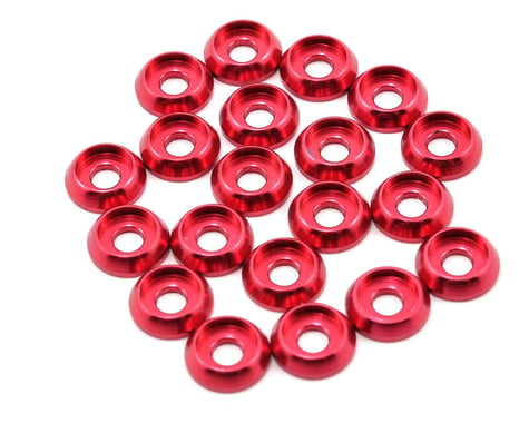 Lynx Heli 3mm Aluminum Countersunk Frame Washer Set (Red) (20)